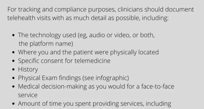 Telemedicine Documentation Guidelines for Every Visit
